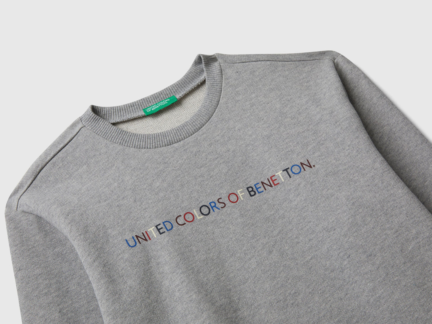 Benetton_Light Gray_Cotton Sweatshirt with Logo_3J68C10PZ_501_03