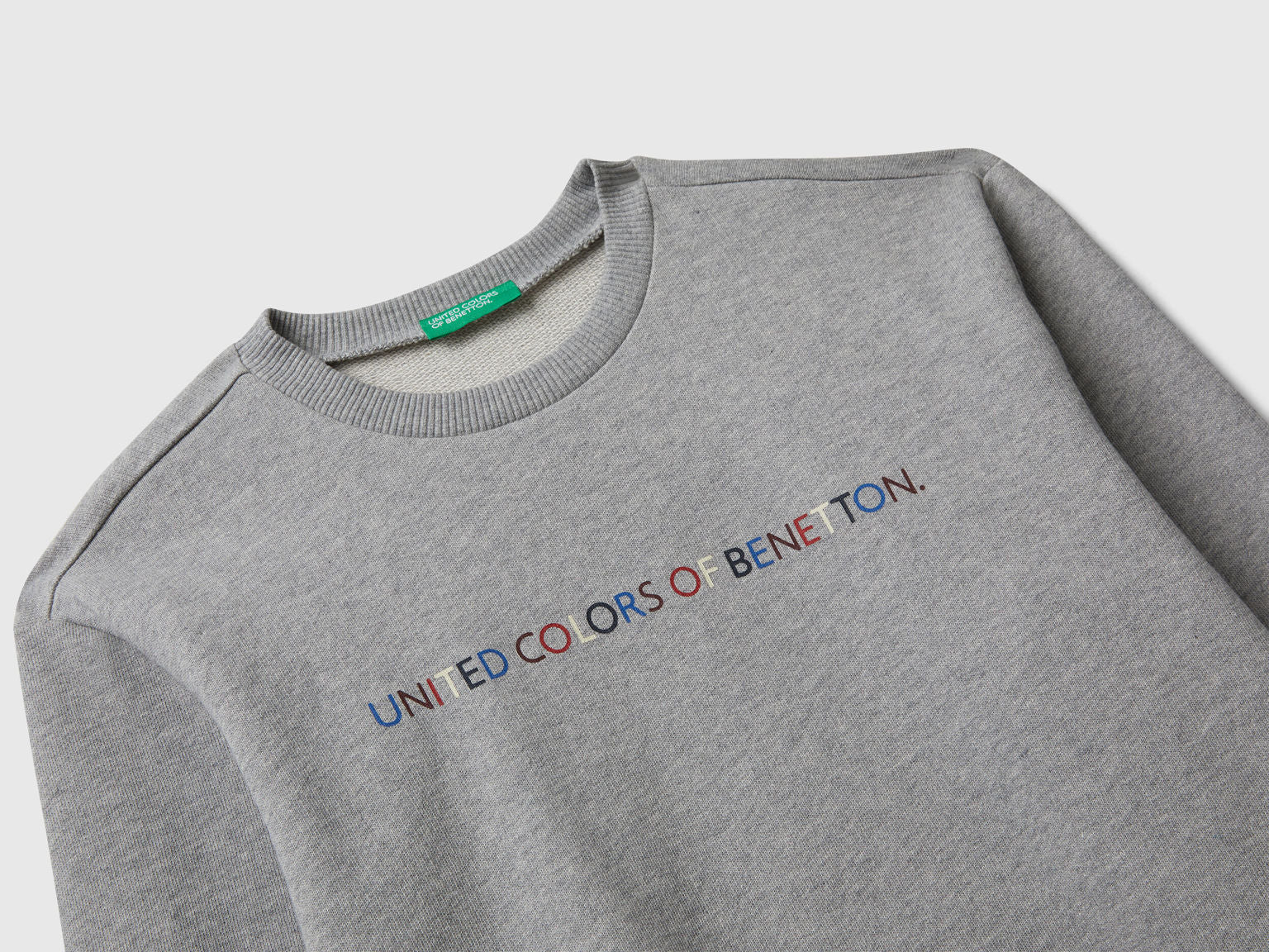 Benetton_Light Gray_Cotton Sweatshirt with Logo_3J68C10PZ_501_03