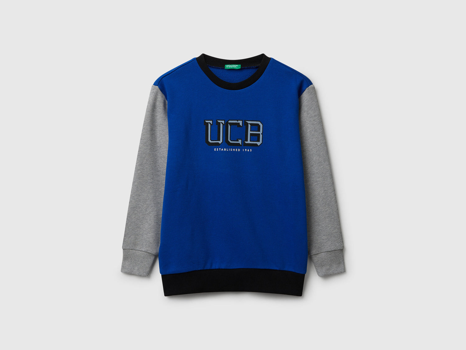 Benetton_Bright Blue_Cotton Sweatshirt with Logo_3J68C10PZ_901_01