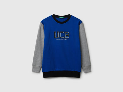 Benetton_Bright Blue_Cotton Sweatshirt with Logo_3J68C10PZ_901_01