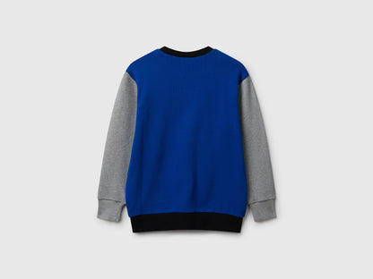 Benetton_Bright Blue_Cotton Sweatshirt with Logo_3J68C10PZ_901_02