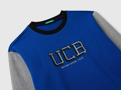Benetton_Bright Blue_Cotton Sweatshirt with Logo_3J68C10PZ_901_03