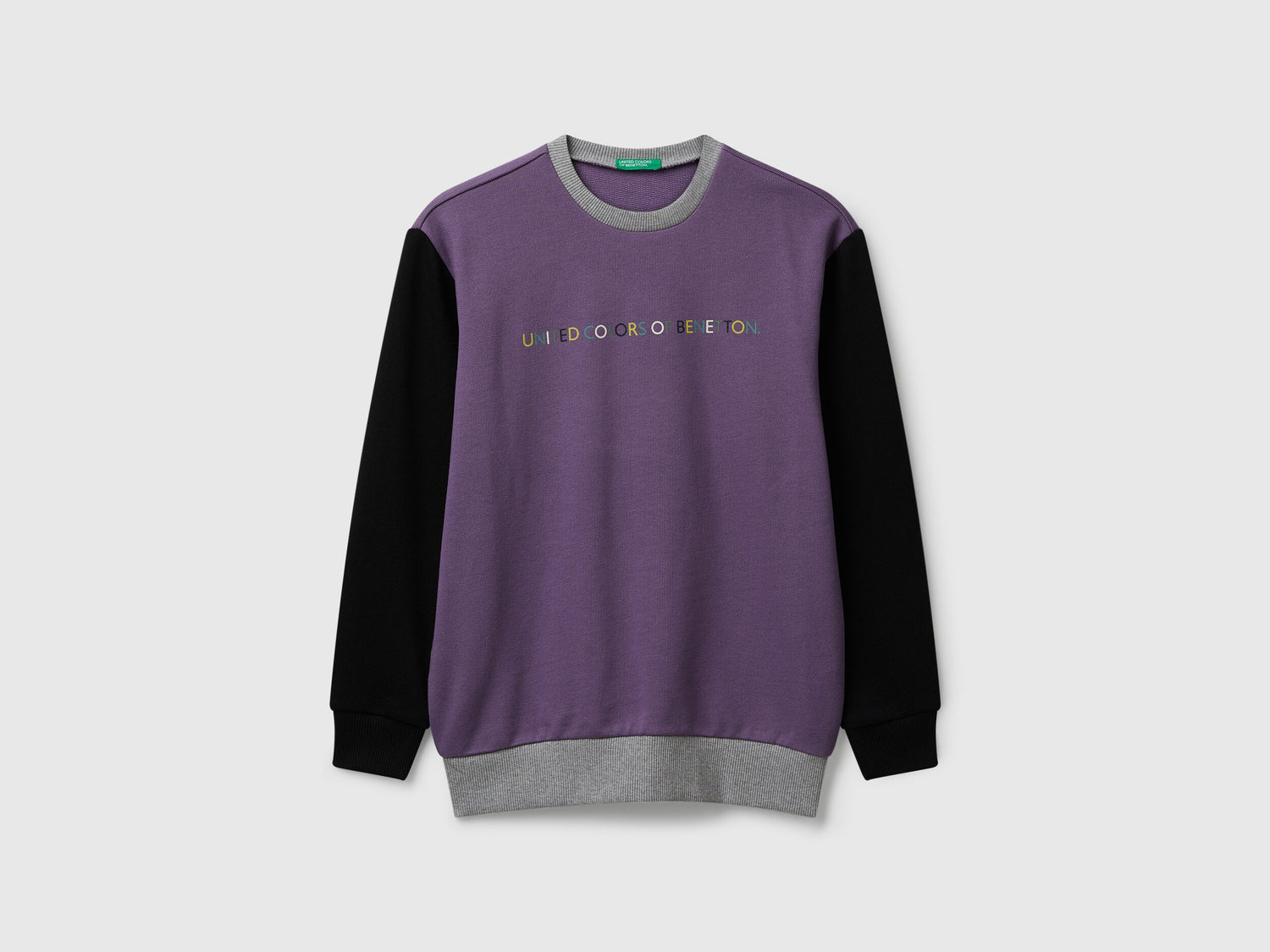 Benetton_Purple_Cotton Sweatshirt with Logo_3J68C10PZ_902_01