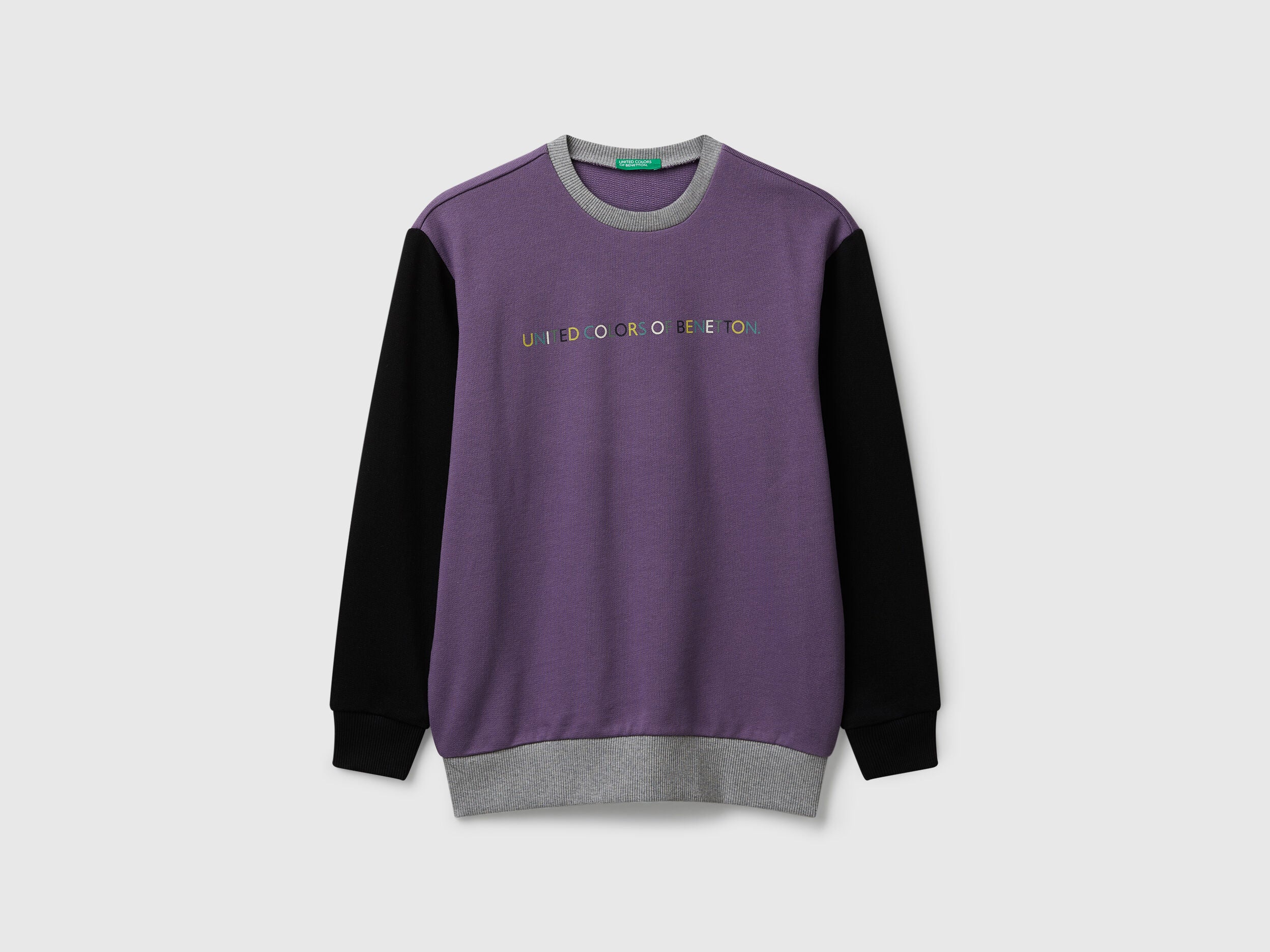 Benetton_Purple_Cotton Sweatshirt with Logo_3J68C10PZ_902_01