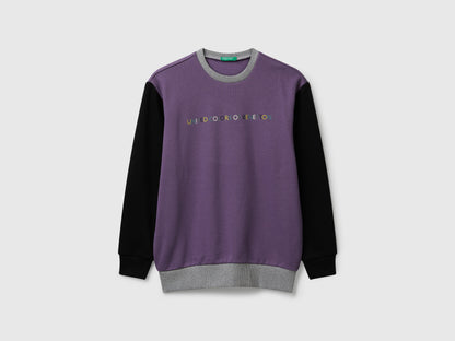 Benetton_Purple_Cotton Sweatshirt with Logo_3J68C10PZ_902_01