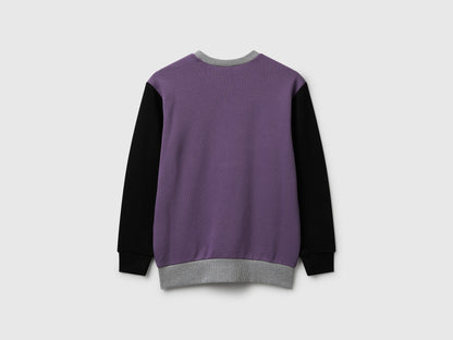 Benetton_Purple_Cotton Sweatshirt with Logo_3J68C10PZ_902_02