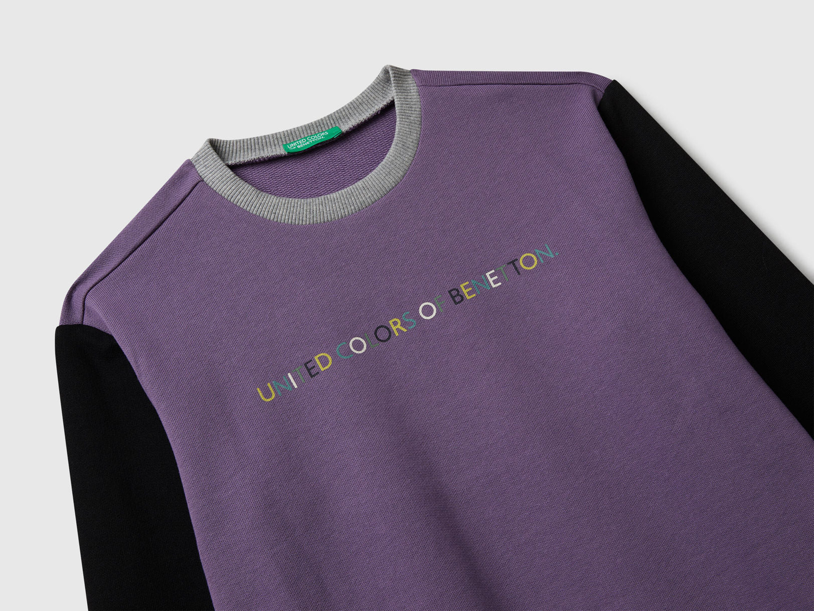 Benetton_Purple_Cotton Sweatshirt with Logo_3J68C10PZ_902_03