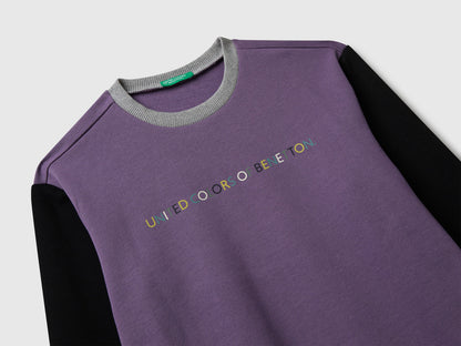 Benetton_Purple_Cotton Sweatshirt with Logo_3J68C10PZ_902_03
