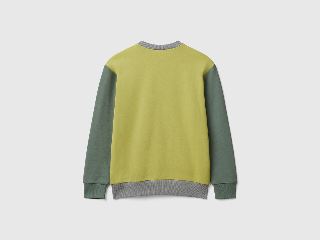 Benetton_Olive Green_Cotton Sweatshirt with Logo_3J68C10PZ_903_02