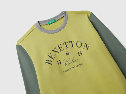 Benetton_Olive Green_Cotton Sweatshirt with Logo_3J68C10PZ_903_03