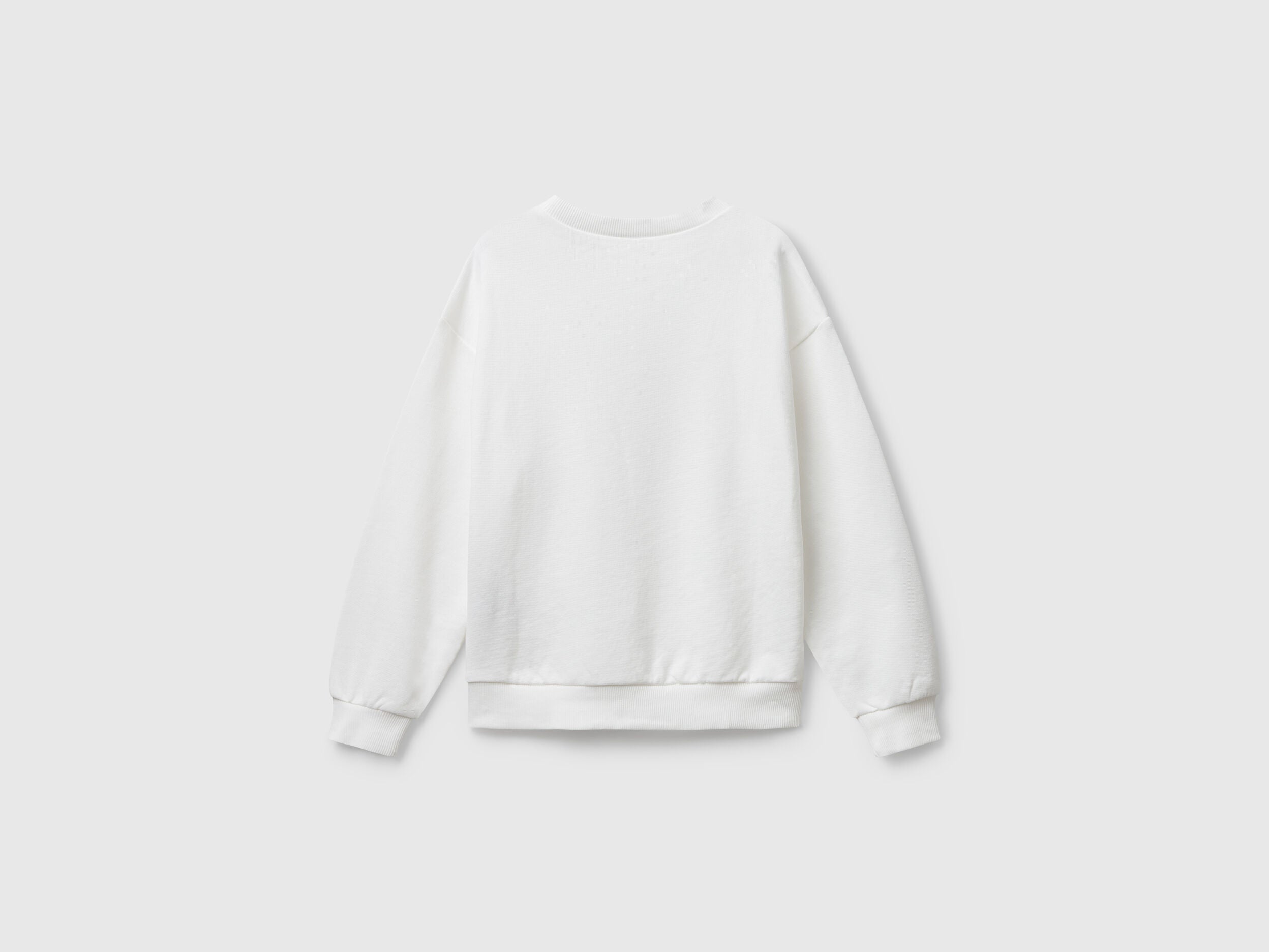 Benetton_Creamy White_Sweatshirt with Glittery Logo Print_3J68C10Q0_074_02