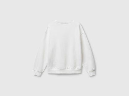 Benetton_Creamy White_Sweatshirt with Glittery Logo Print_3J68C10Q0_074_02