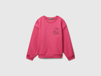 Benetton_Fuchsia_Sweatshirt with Glittery Logo Print_3J68C10Q0_1A2_01