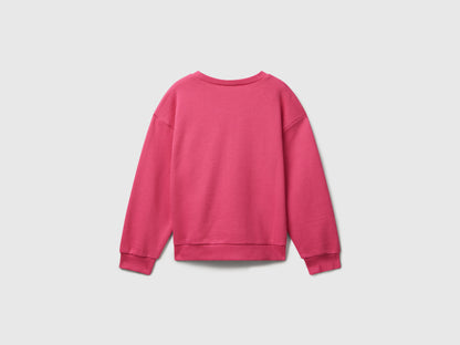 Benetton_Fuchsia_Sweatshirt with Glittery Logo Print_3J68C10Q0_1A2_02