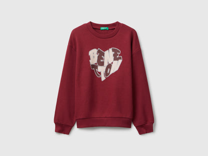 Benetton_Burgundy_Sweatshirt with Glittery Logo Print_3J68C10Q0_236_01