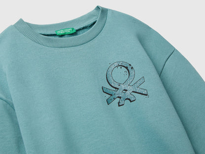 Benetton_Sky Blue_Sweatshirt with Glittery Logo Print_3J68C10Q0_33K_03