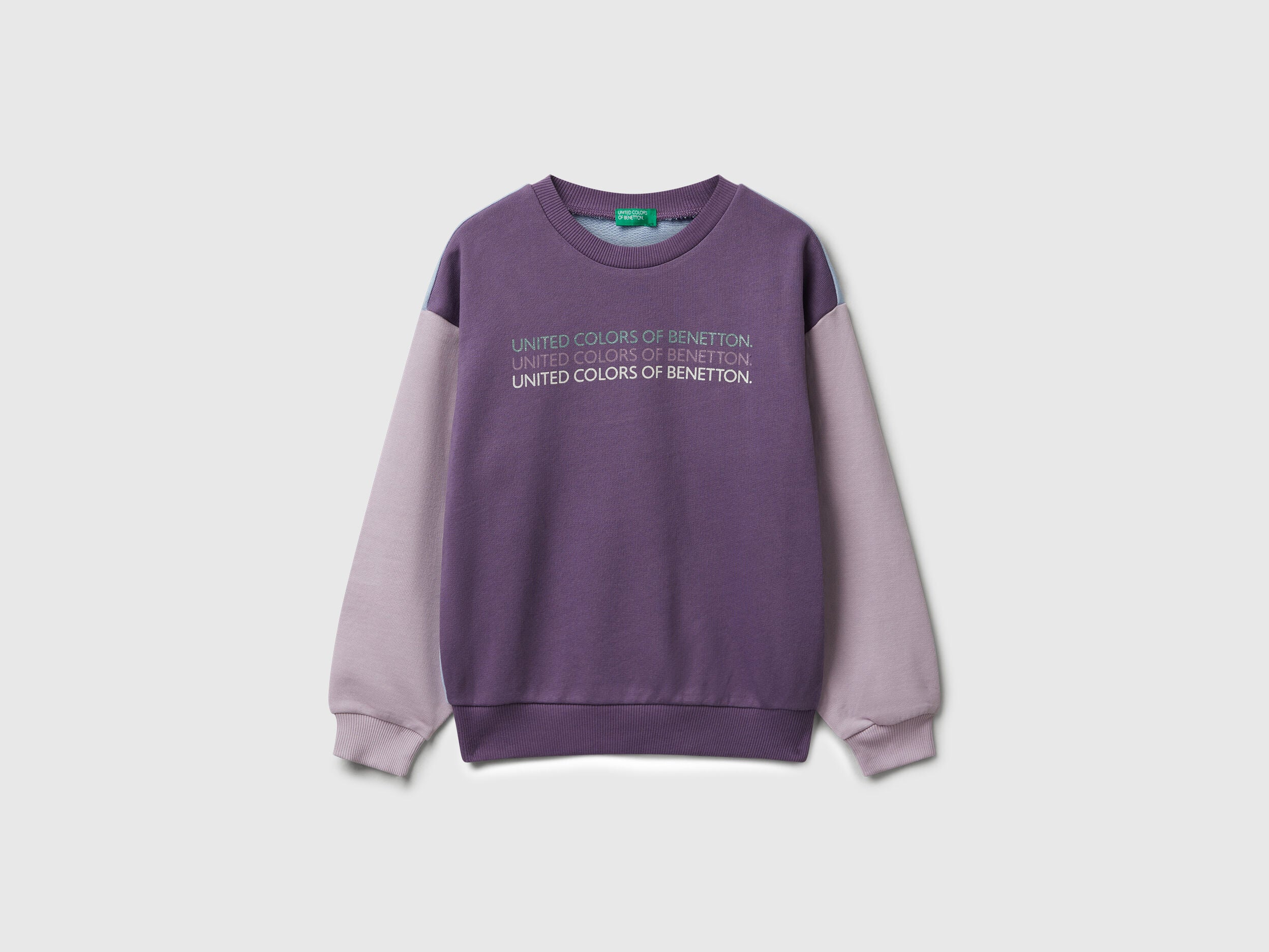 Benetton_Violet_Sweatshirt with Glittery Logo Print_3J68C10Q0_902_01