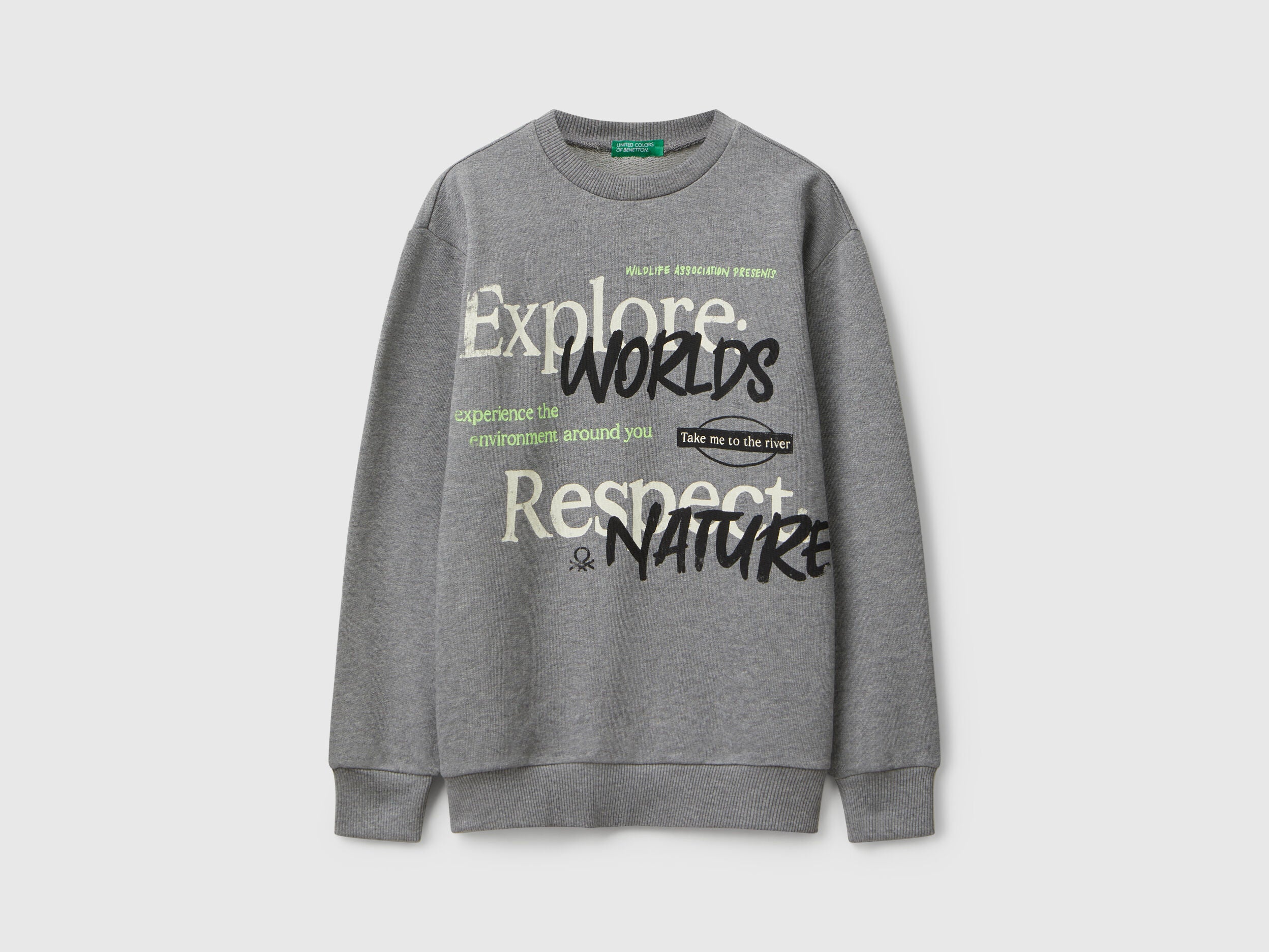 Benetton_Dark Gray_Sweatshirt with Slogan Print_3J68C10QK_507_01