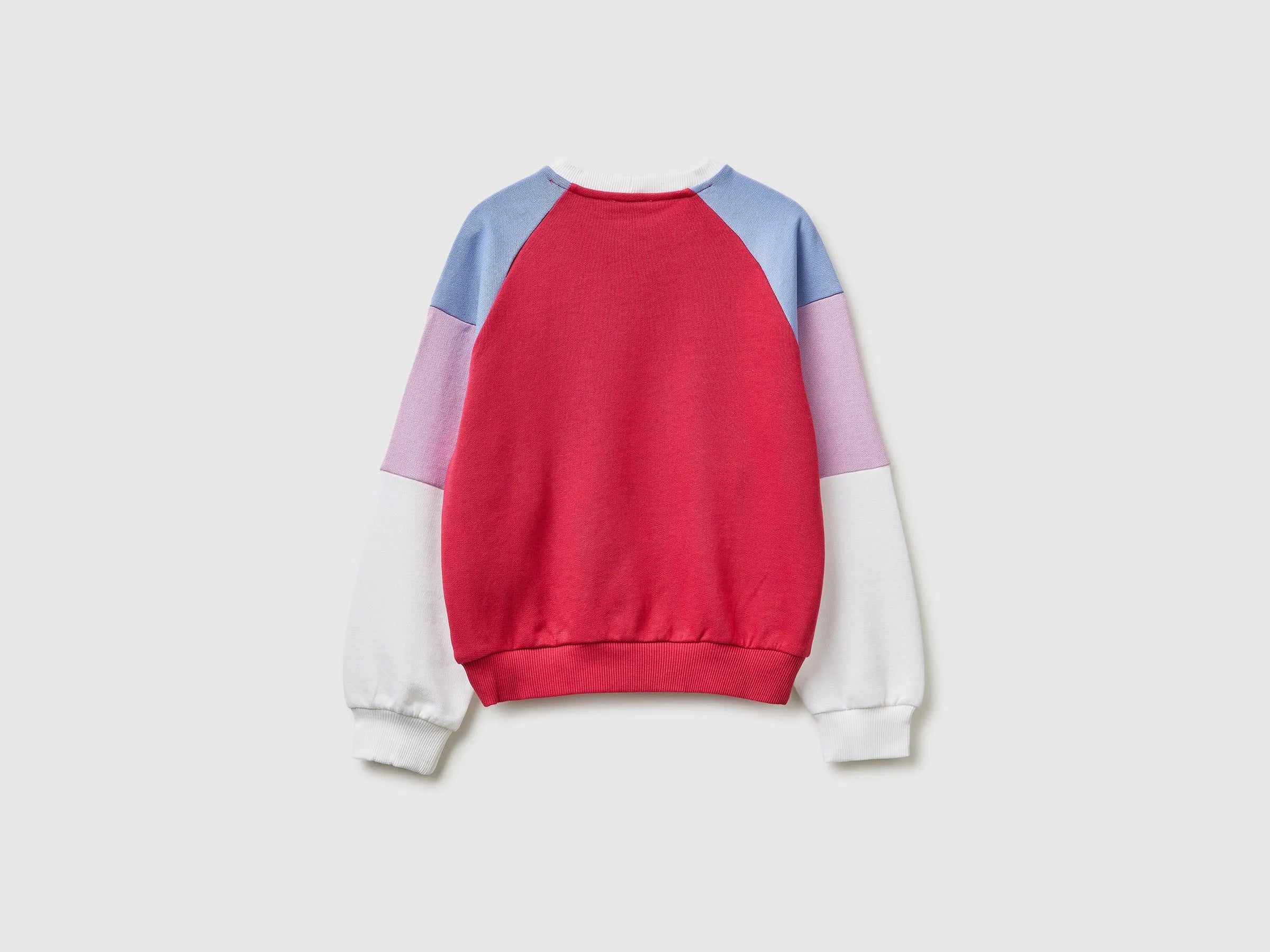 Benetton White Girls Cotton Sweatshirt with Logo SKU: 3J68C10S5_901 Image 02