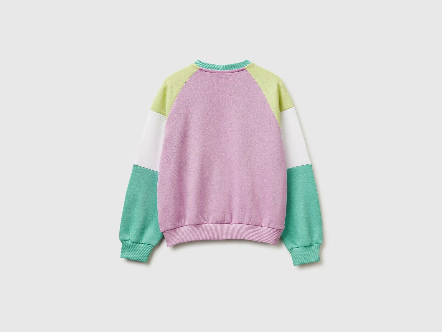 Benetton Aqua Girls Cotton Sweatshirt with Logo SKU: 3J68C10S5_902 Image 02