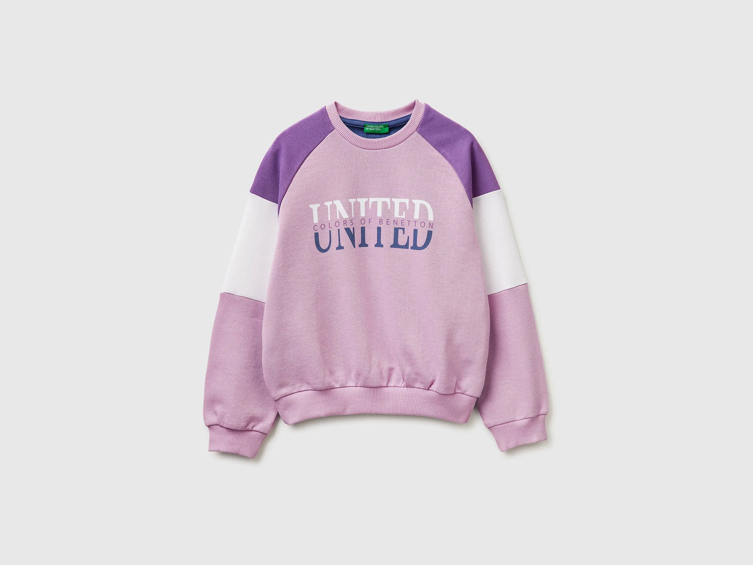Benetton Lilac Girls Cotton Sweatshirt with Logo SKU: 3J68C10S5_903 Image 01