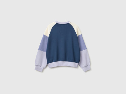 Benetton Lavender Girls Color Block Sweatshirt with Embroidery SKU: 3J68C10U7_904 Image 02