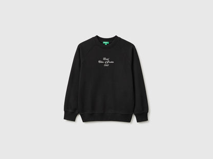 Benetton Black Boys 100% Cotton Closed Sweatshirt SKU: 3J68C10UC_100 Image 01
