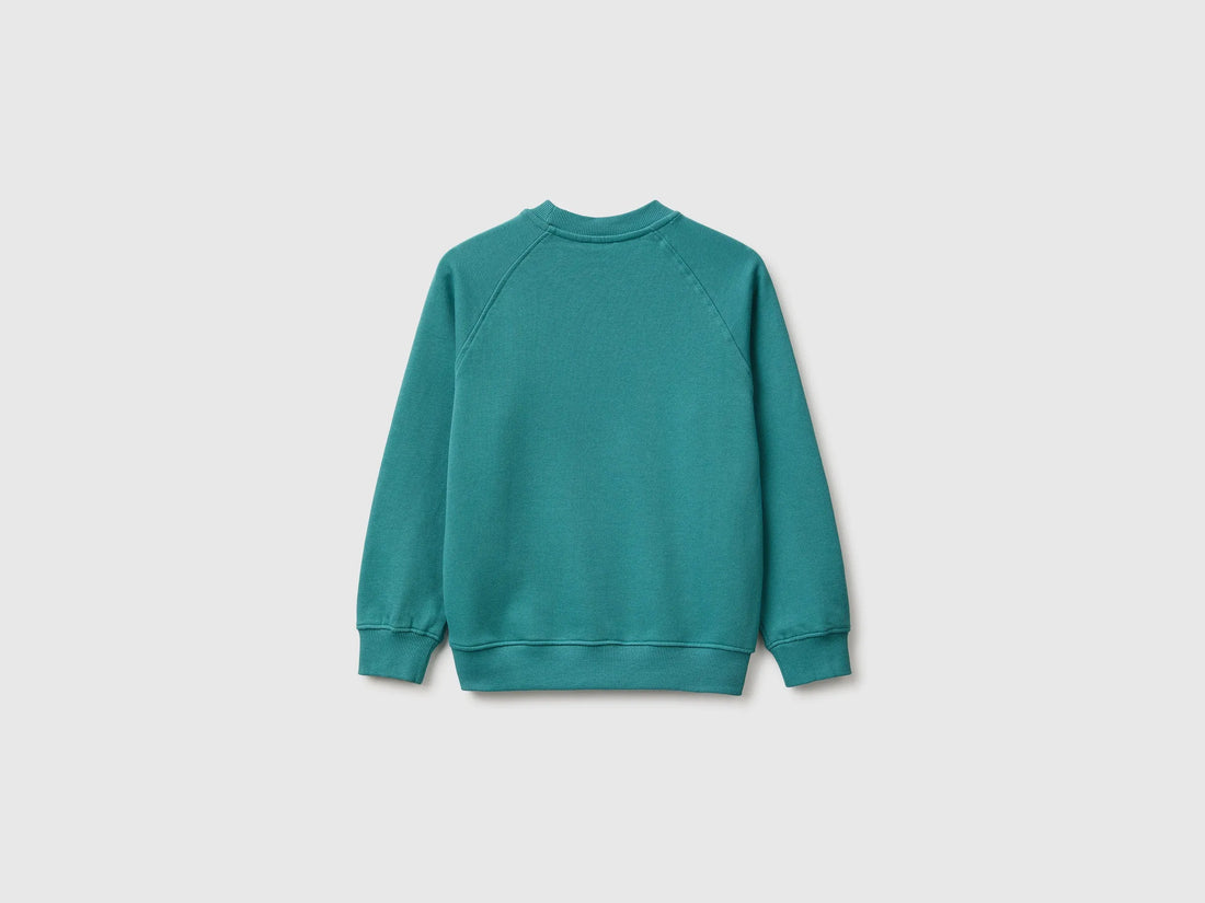 Benetton Dark Green Boys 100% Cotton Closed Sweatshirt SKU: 3J68C10UC_285 Image 02