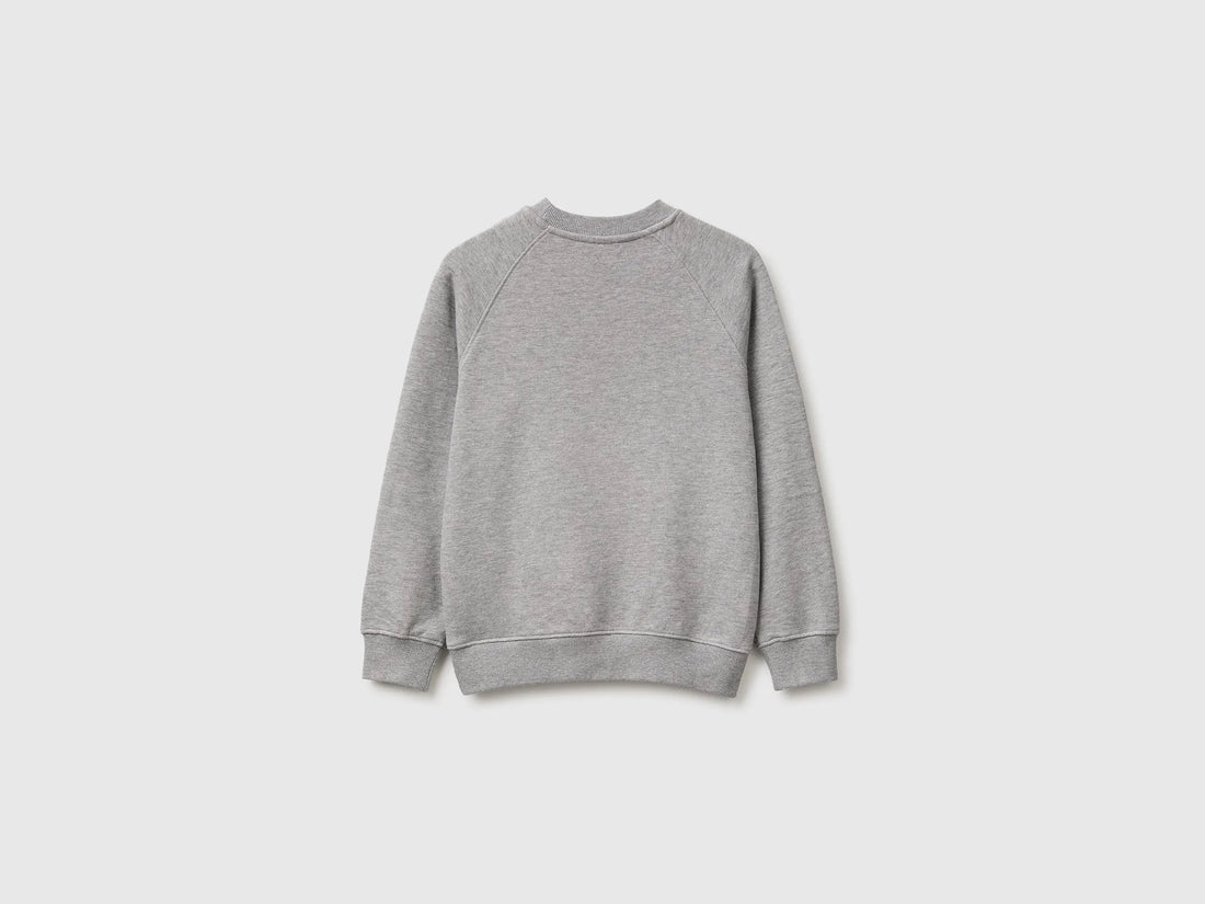 Benetton Light Gray Boys 100% Cotton Closed Sweatshirt SKU: 3J68C10UC_501 Image 02