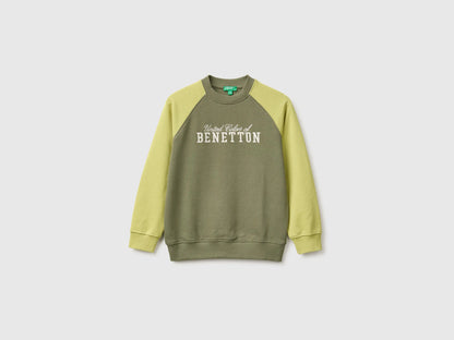 Benetton Military Green Boys 100% Cotton Closed Sweatshirt SKU: 3J68C10UC_901 Image 01