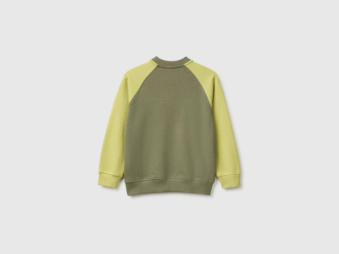 Benetton Military Green Boys 100% Cotton Closed Sweatshirt SKU: 3J68C10UC_901 Image 02