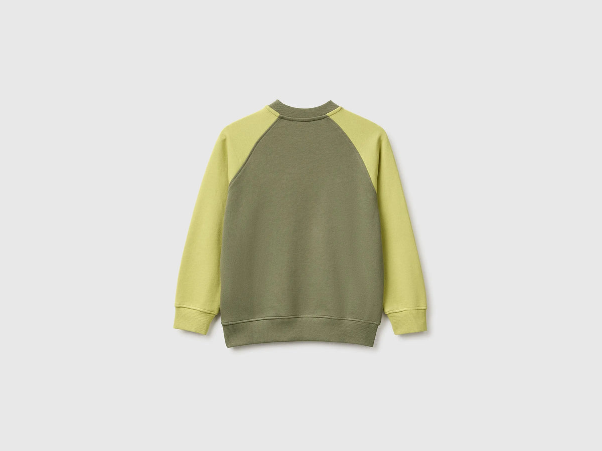 Benetton Military Green Boys 100% Cotton Closed Sweatshirt SKU: 3J68C10UC_901 Image 02