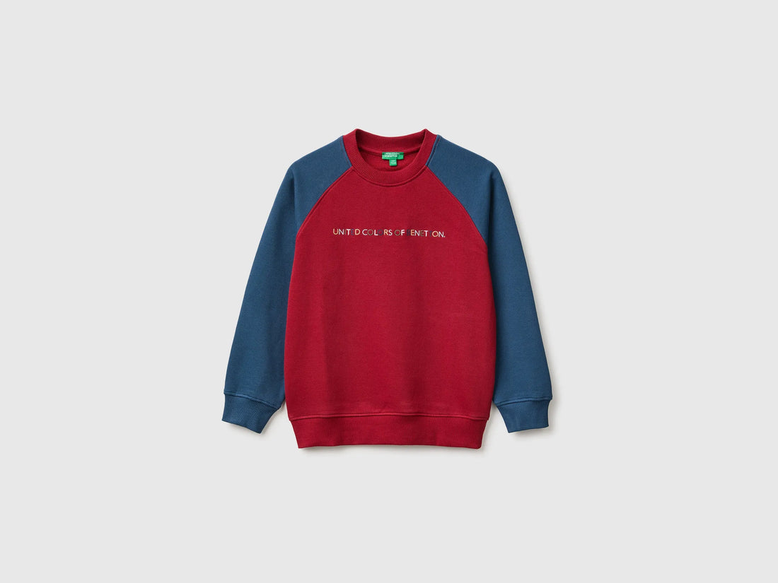 Benetton Burgundy Boys 100% Cotton Closed Sweatshirt SKU: 3J68C10UC_902 Image 01