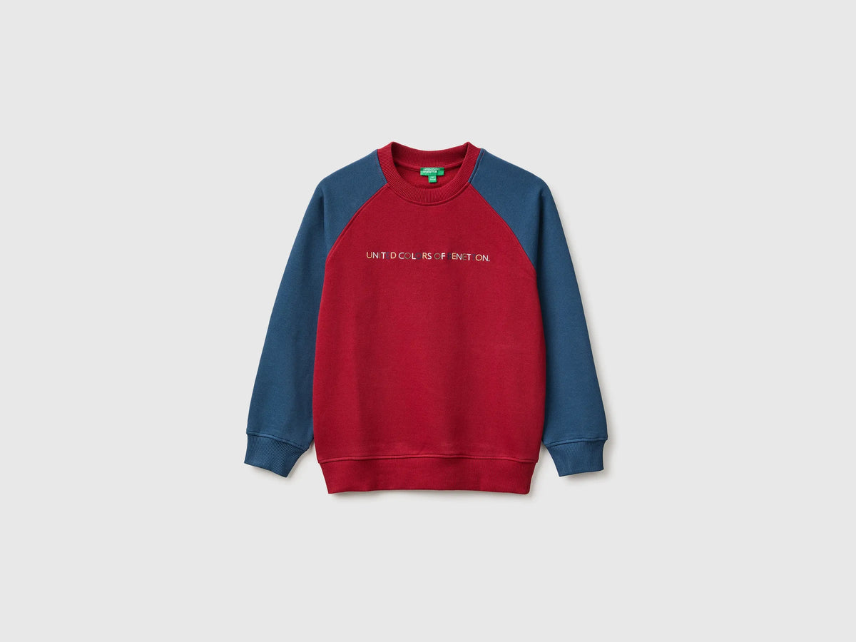 Benetton Burgundy Boys 100% Cotton Closed Sweatshirt SKU: 3J68C10UC_902 Image 01