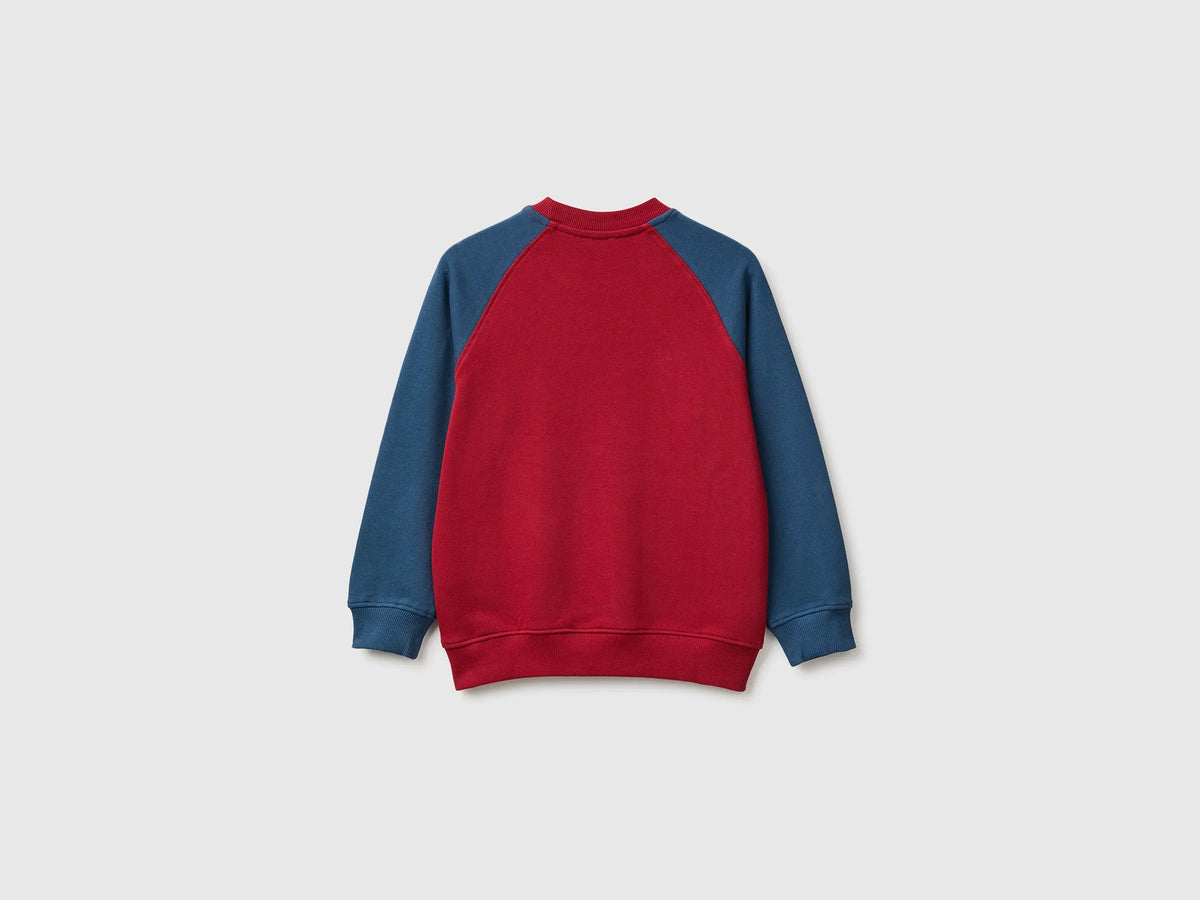 Benetton Burgundy Boys 100% Cotton Closed Sweatshirt SKU: 3J68C10UC_902 Image 02