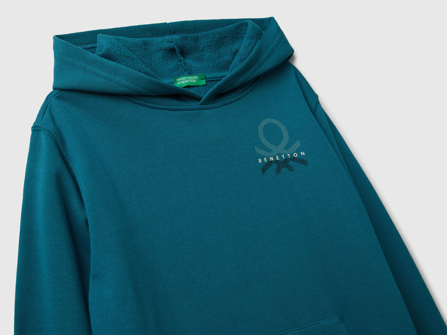 Benetton_Teal_Hoodie in Cotton_3J68C204V_3C5_03