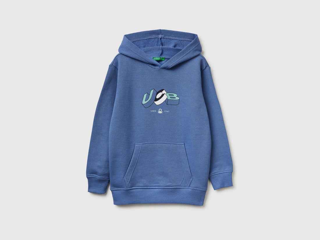 Benetton Air force blue Boys Sweatshirt with Logo SKU: 3J68C205K_05N Image 01