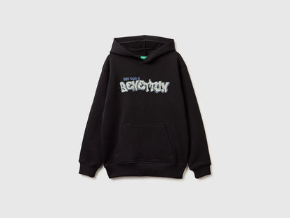 Benetton Black Boys Sweatshirt with Logo SKU: 3J68C205K_100 Image 01