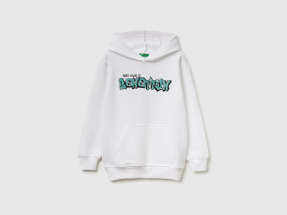 Benetton White Boys Sweatshirt with Logo SKU: 3J68C205K_101 Image 01