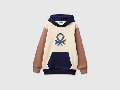 Benetton Beige Boys Sweatshirt with Logo SKU: 3J68C205K_901 Image 01