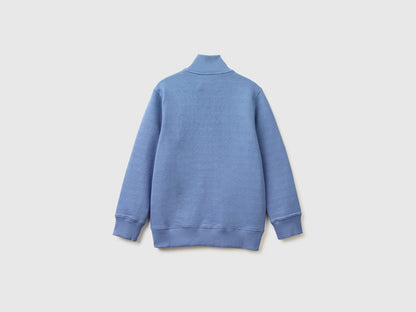 Benetton Air force blue Boys Pure Cotton Zip-Up Sweatshirt SKU: 3J68C501B_05N Image 02