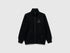 Benetton Black Boys Pure Cotton Sweatshirt with Zipper SKU: 3J68C501B_100 Image 01