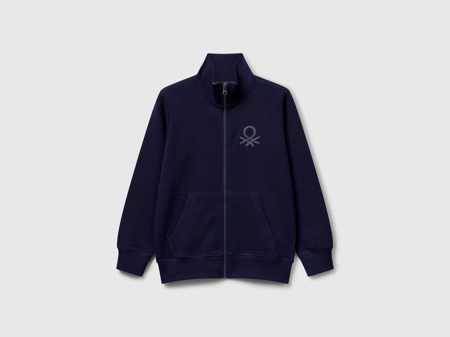 Benetton Dark blue Boys Pure Cotton Sweatshirt with Zipper SKU: 3J68C501B_252 Image 01