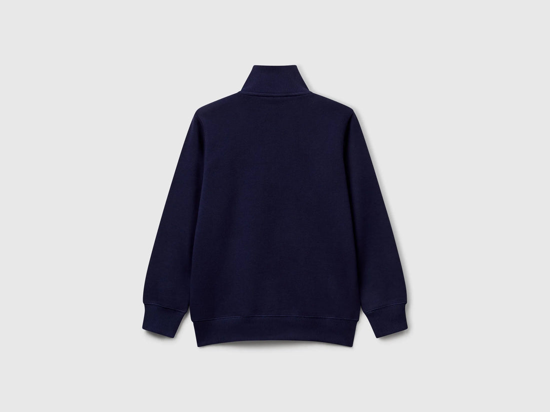 Benetton Dark blue Boys Pure Cotton Sweatshirt with Zipper SKU: 3J68C501B_252 Image 02