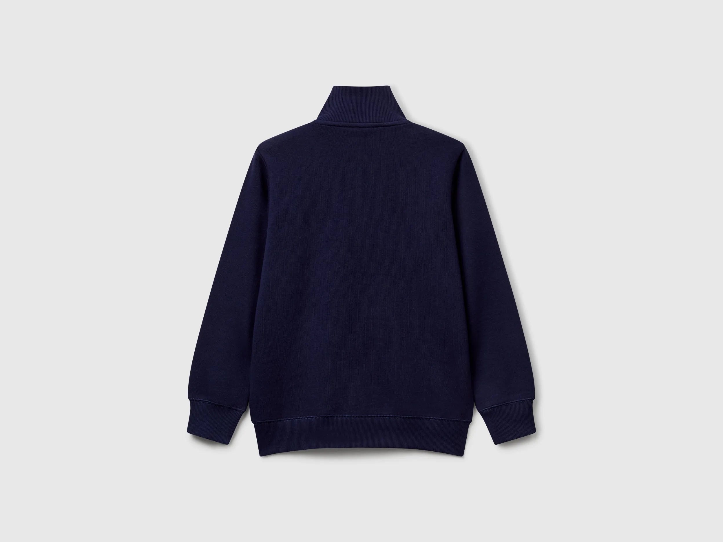 Benetton Dark blue Boys Pure Cotton Sweatshirt with Zipper SKU: 3J68C501B_252 Image 02