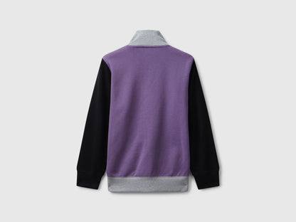 Benetton_Purple_Pure Cotton Sweatshirt with Zipper_3J68C501B_916_02