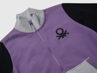 Benetton_Purple_Pure Cotton Sweatshirt with Zipper_3J68C501B_916_03
