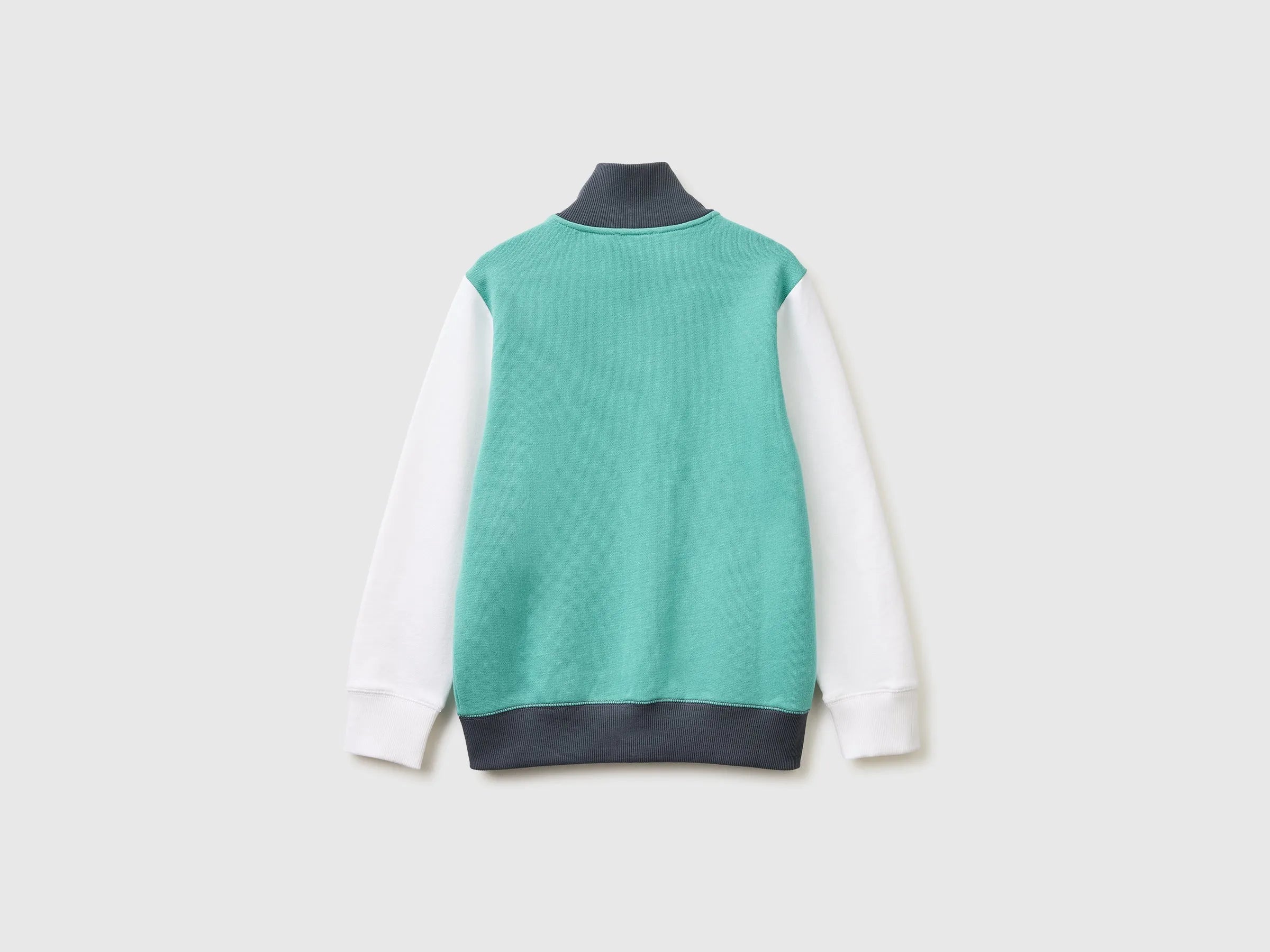 Benetton Light green Boys Pure Cotton Zip-Up Sweatshirt SKU: 3J68C501B_921 Image 02