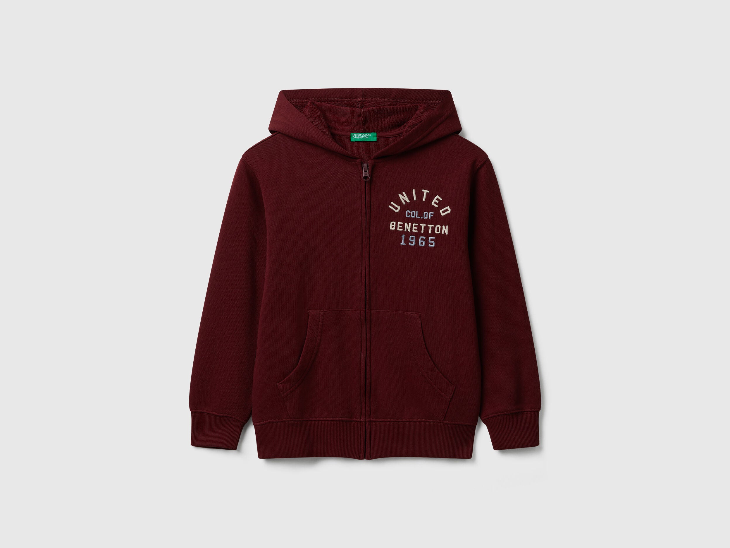Benetton_Burgundy_Zip-Up Hoodie_3J68C505C_129_01