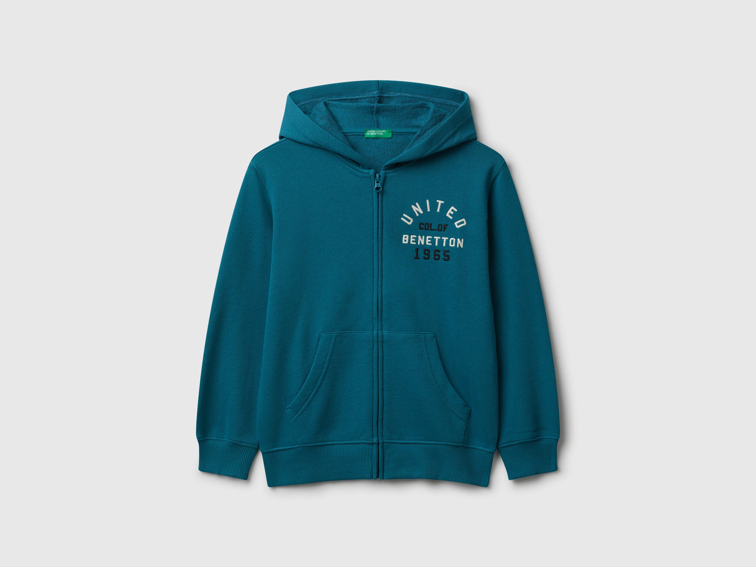 Benetton_Teal_Zip-Up Hoodie_3J68C505C_3C5_01
